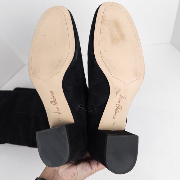 Sam Edelman Elina Over The Knee Boots Womens 8M Black Suede 2" Heel Round Toe - Picture 8 of 16